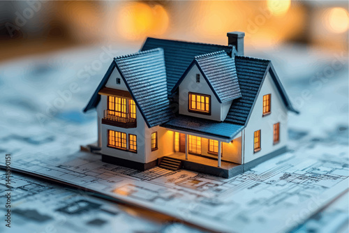 3D model of a cottage house. House design, country house. Two-storey cottage 3D model project. Sale and purchase of real estate, rent, real estate agency. Construction and design of houses.