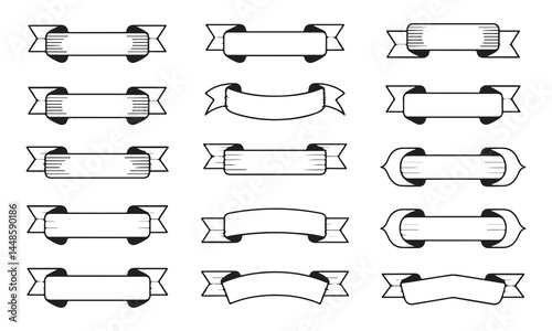 Set of Vintage Ribbon Banners for Labels and Decorative Design.