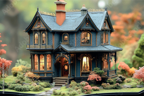3D model of a cottage house. House design, country house. Two-storey cottage 3D model project. Sale and purchase of real estate, rent, real estate agency. Construction and design of houses.