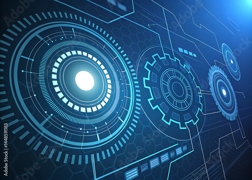 Digital padlock illustration featuring binary code and futuristic circles against a blue and white background: cybersecurity concept