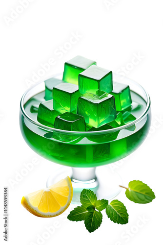 lemon jelly on glass transparent background

