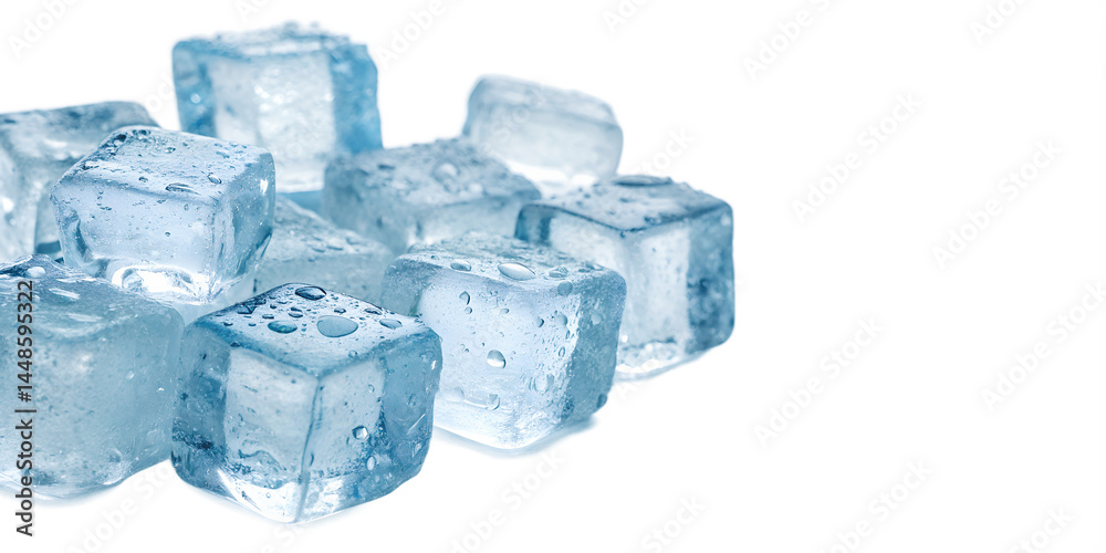 Obraz premium ice cubes in blue on white background