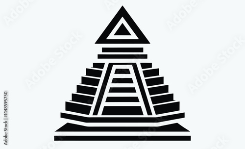 Pyramid silhouette, desert landscape vector, ancient egyptian monument, black and white illustration, historic landmark design