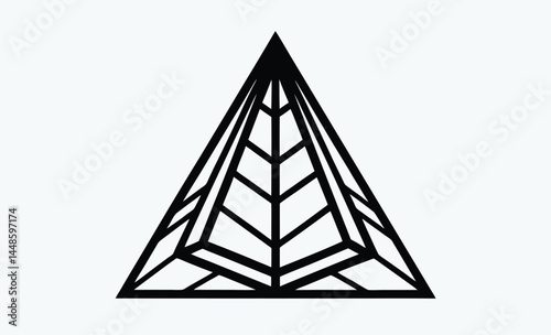 Pyramid silhouette, desert landscape vector, ancient egyptian monument, black and white illustration, historic landmark design