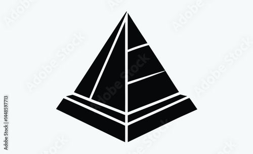 Pyramid silhouette, desert landscape vector, ancient egyptian monument, black and white illustration, historic landmark design