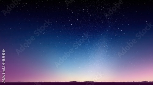 Enchanting night sky with myriad stars illuminating a serene landscape cosmic wonder celestial beauty dreamy horizon deep blue gradient peaceful scene nature