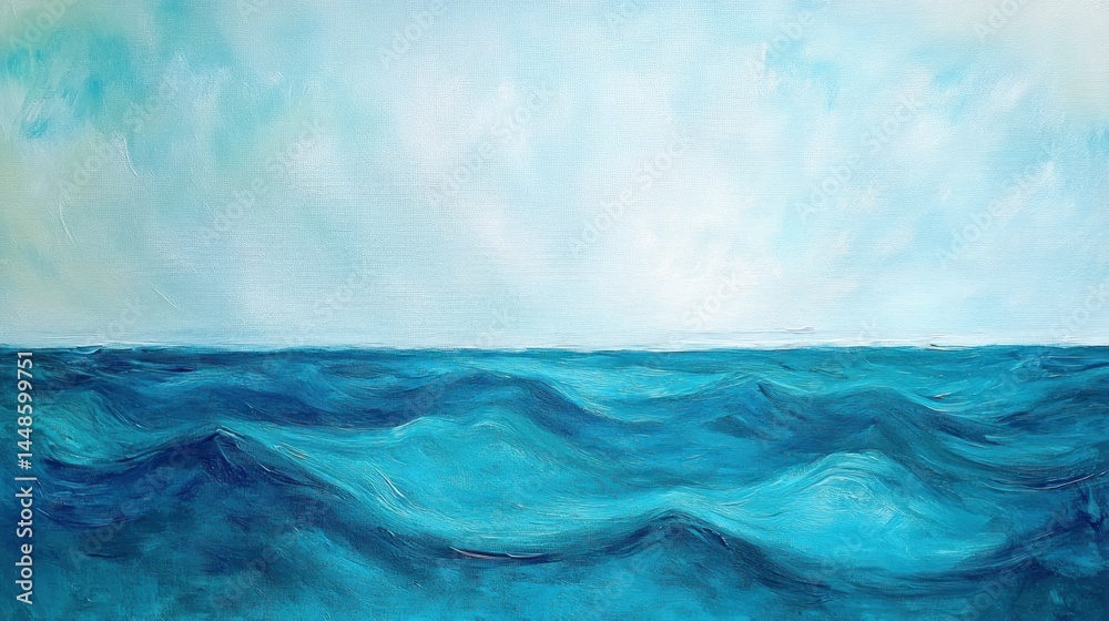Fototapeta premium A serene, textured depiction of a vast, tranquil ocean expanse.