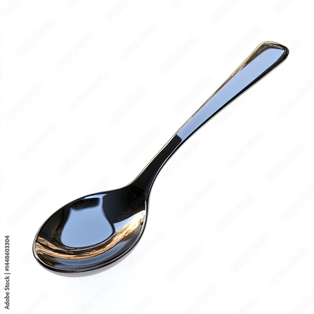 A Gleaming Polished Teaspoon Isolated on a Pristine White Background: A Study in Simple Elegance A Gleaming Polished Teaspoon Isolated on a Pristine White Background: A Study in Simple Elegance