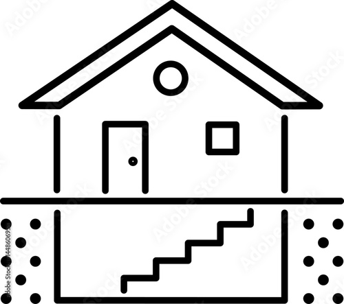 A vector icon of a basement  with clean, editable outlines. Perfect for real estate, architecture, or renovation projects, combining simplicity and versatility for various design applications