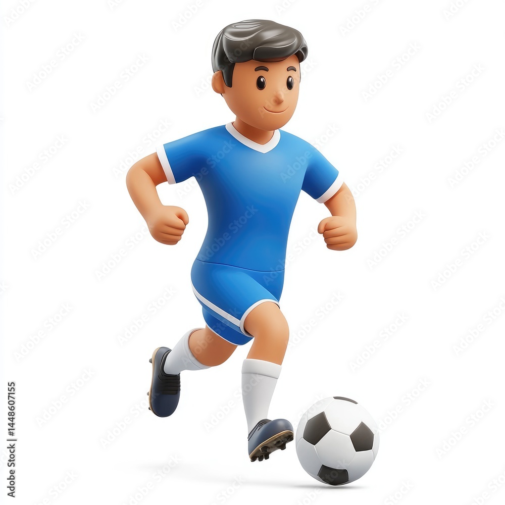 3D illustration of a cartoon soccer player in motion. 3D illustration of a cartoon soccer player in motion.