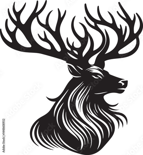 dragon deer head silhouette