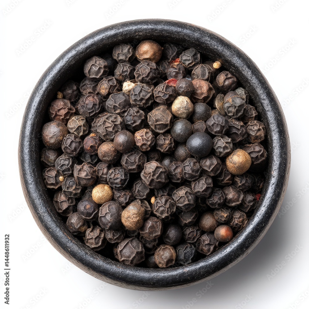 Aromatic Black Peppercorns in a Dark Bowl A Culinary Spice Image Aromatic Black Peppercorns in a Dark Bowl A Culinary Spice Image