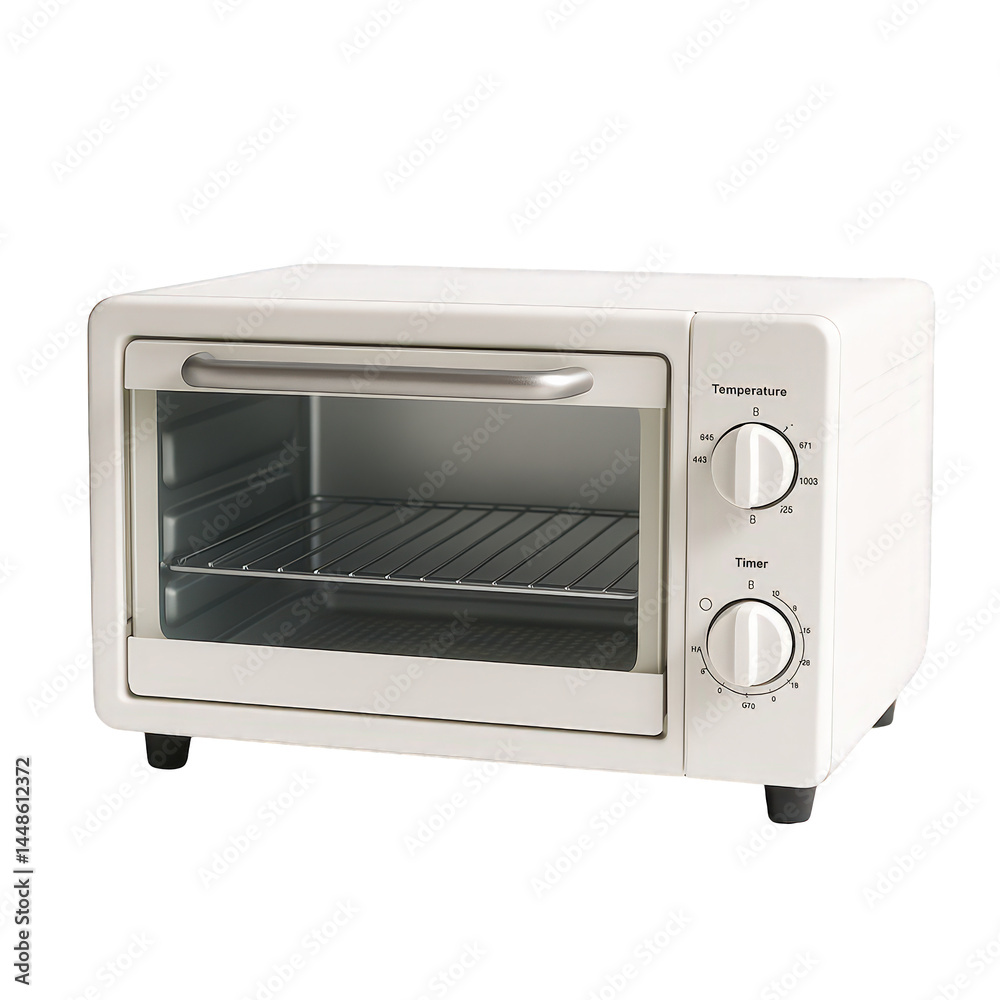 Fototapeta premium A sleek, compact electric oven with a clear glass door and easy-to-use temperature and timer controls.