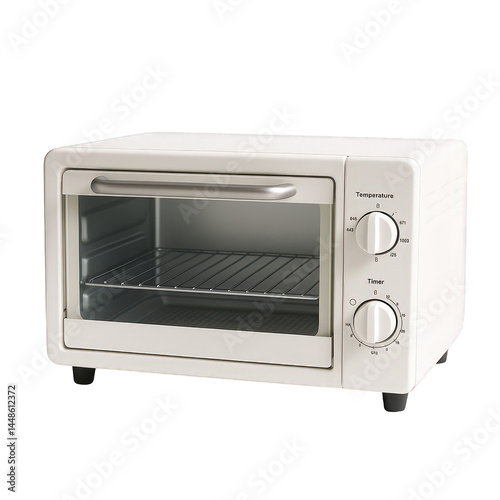 A sleek, compact electric oven with a clear glass door and easy-to-use temperature and timer controls.