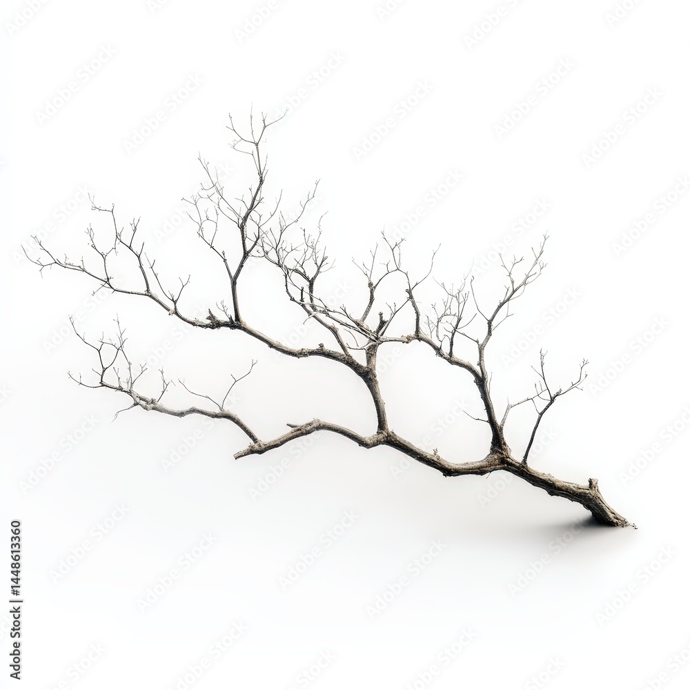 Isolated Bare Branch of a Tree Winter Nature Dry Wood Minimalist Isolated Bare Branch of a Tree Winter Nature Dry Wood Minimalist