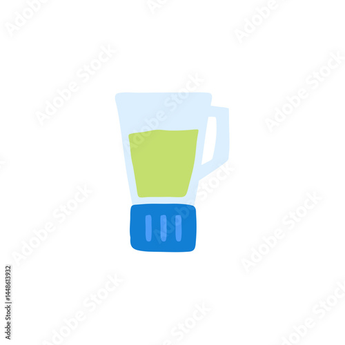 Electric blender or mixer with juice. Vector flat illustration in cartoon style.