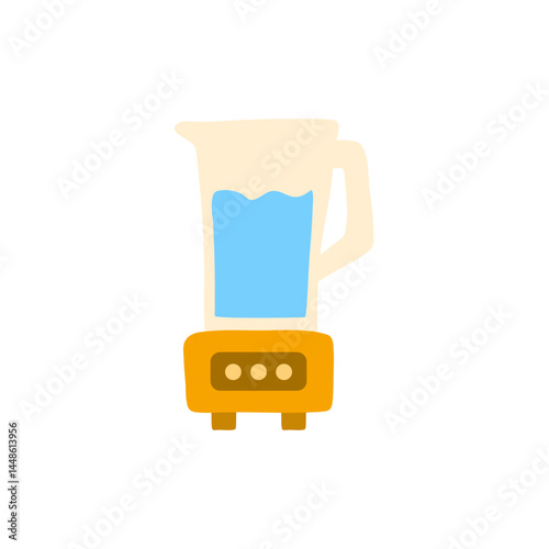 Electric blender or mixer with juice. Vector flat illustration in cartoon style.