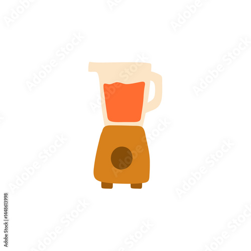 Electric blender or mixer with juice. Vector flat illustration in cartoon style.