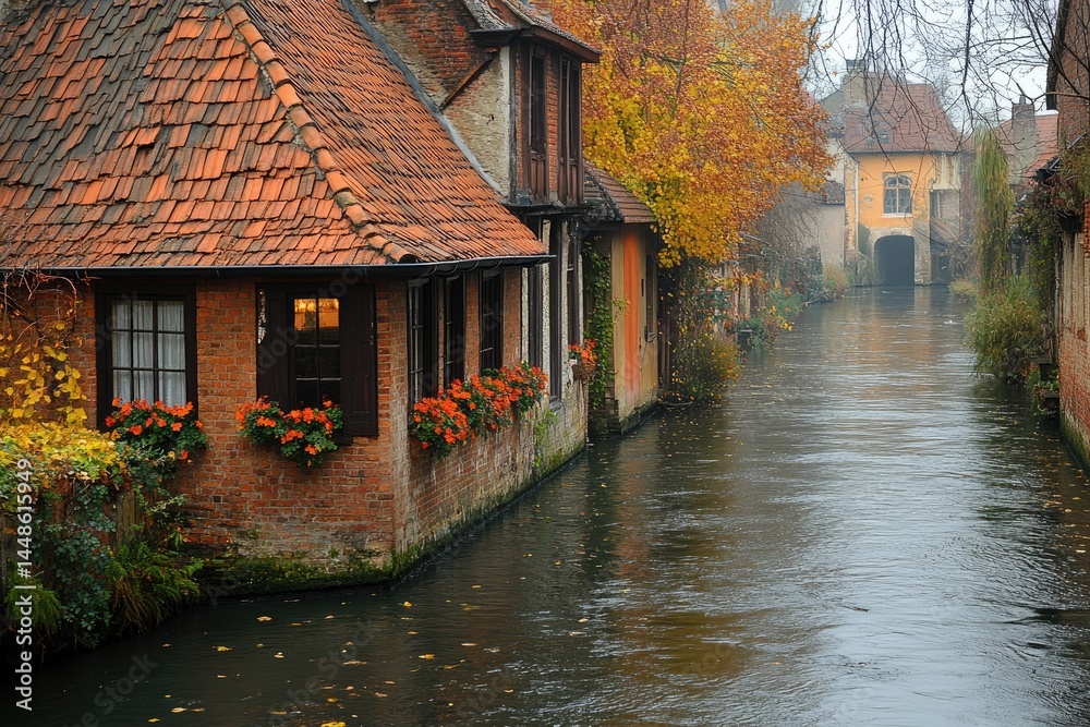 A picturesque canal with charming buildings along its waterside