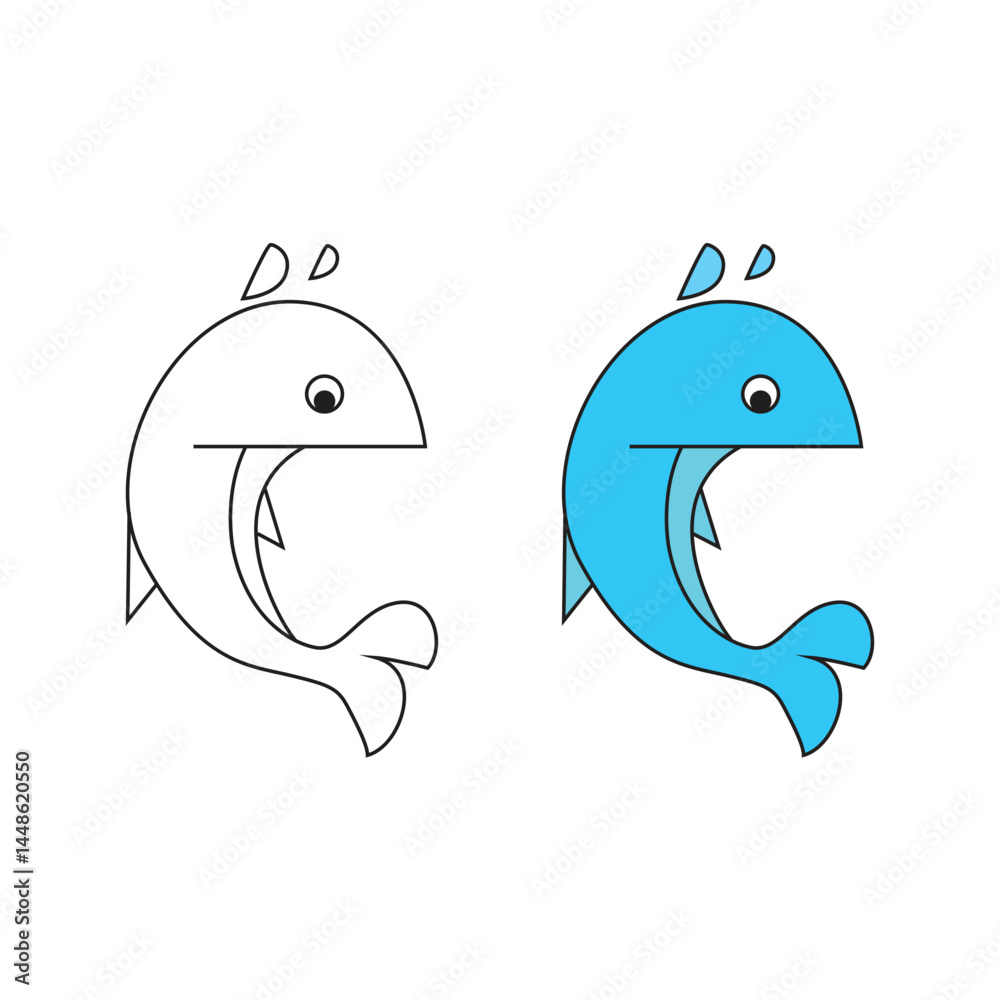 Obraz premium Simple Dolphin Cartoon Clipart illustration