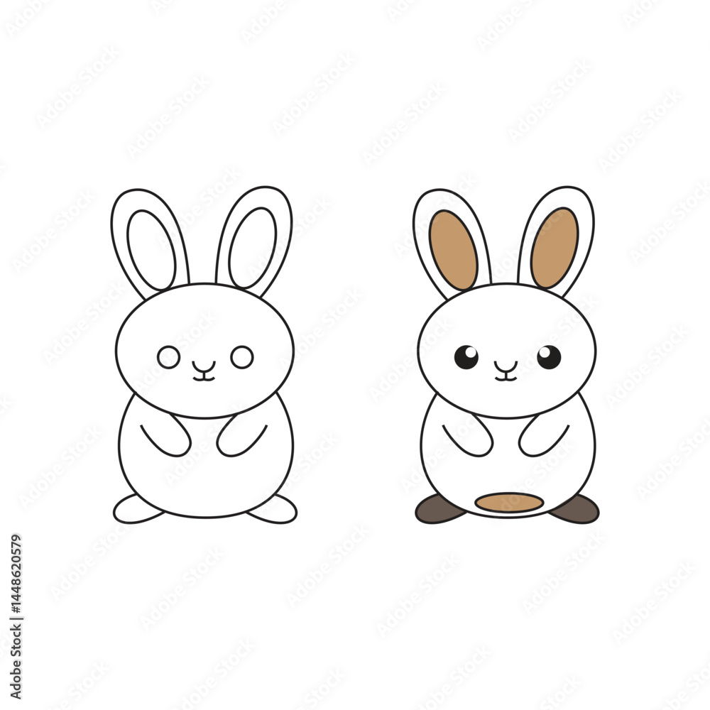 Fototapeta premium Simple Rabbit Cartoon Clipart illustration