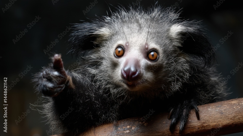 Naklejka premium Aye-aye Lemur Giving Thumbs Up