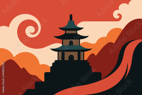 vector illustration of a temple