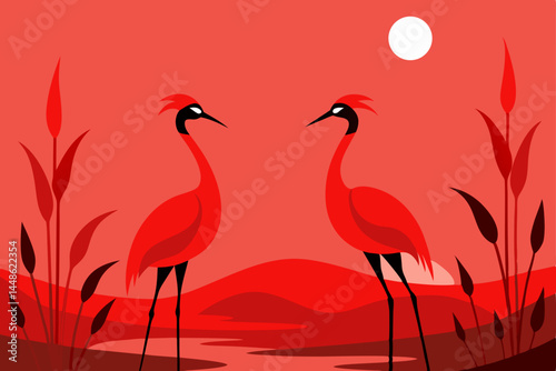 flamingo in the sunset