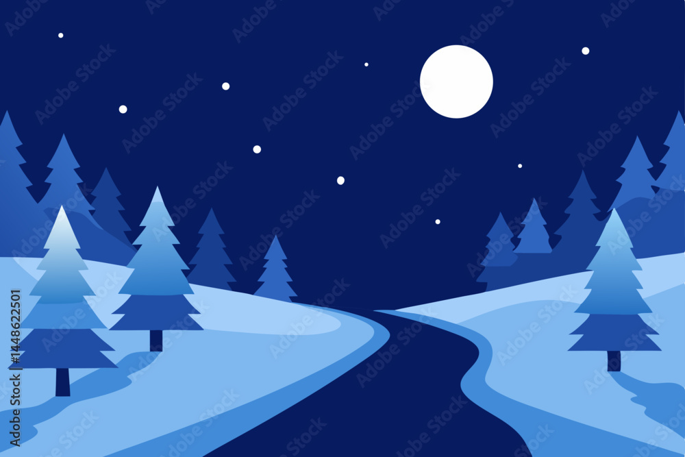 Fototapeta premium winter night landscape