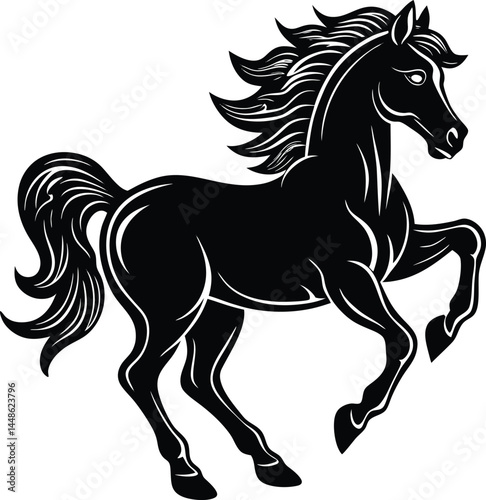 Silhouette Of Galloping Pony