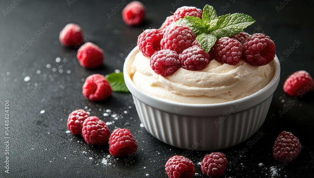 Raspberries Cream Dessert. Raspberries Cream Dessert.