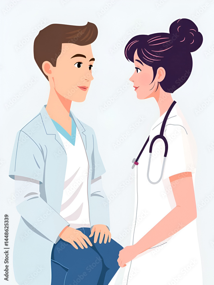Gender transition. Gender-affirming care for transgender people. Patient discusses their gender transition with a supportive therapist. Flat vector illustration Gender transition. Gender-affirming care for transgender people. Patient discusses their gender transition with a supportive therapist. Flat vector illustration