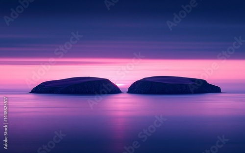 Sunrise or sunset over tranquil islands