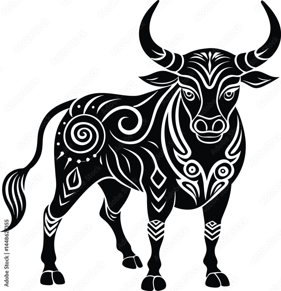 Fototapeta premium Tribal Bull Silhouette