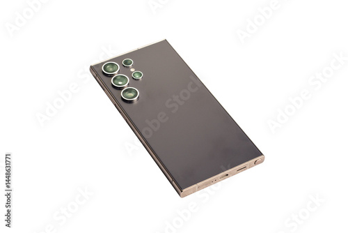 Premium Smartphone Rear View with Multiple Cameras on White Background