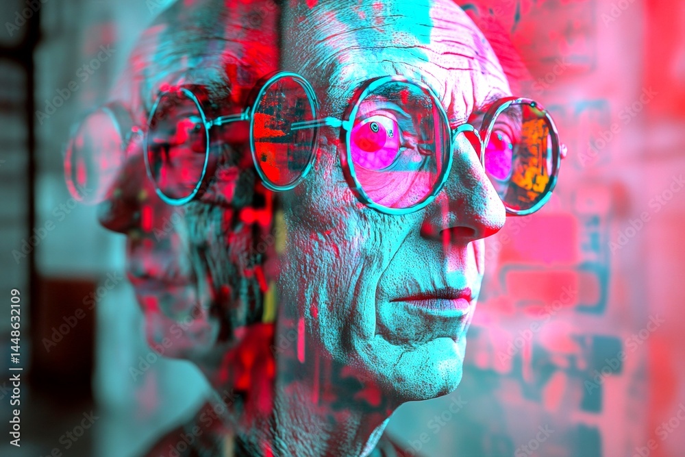 Infections - complication in old age: abstract image of mental state. Aging discomfort. Metaphorical infections awareness of a aging. Growing old. Old age suffering. Elderly rehabilitation.