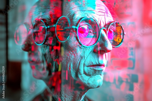Obraz na płótnie Infections - complication in old age: abstract image of mental state. Aging discomfort. Metaphorical infections awareness of a aging. Growing old. Old age suffering. Elderly rehabilitation. w salonie