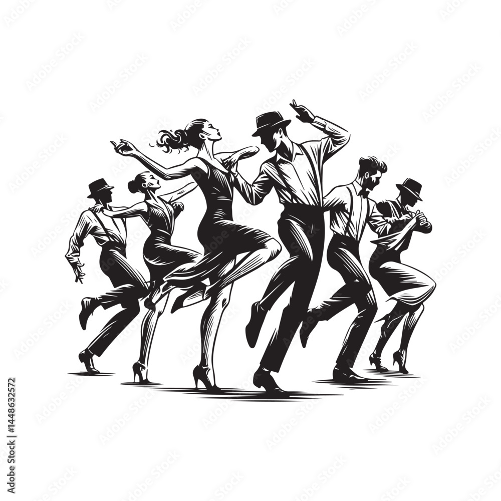 Obraz premium Line Dance Dancers Vector (6).eps