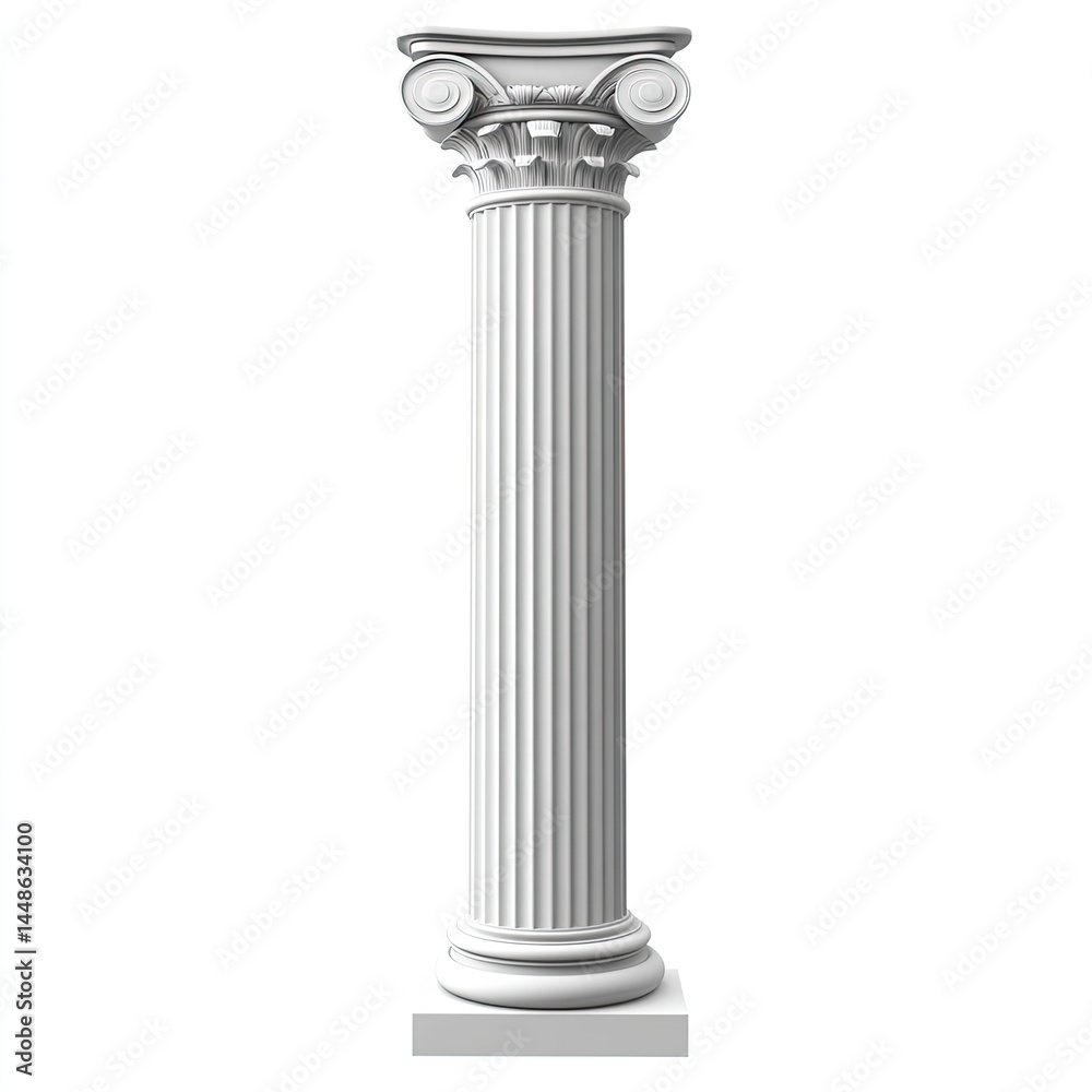 Classical Ionic Column Architectural Design Element 3D Render Isolated on White Background Classical Ionic Column Architectural Design Element 3D Render Isolated on White Background