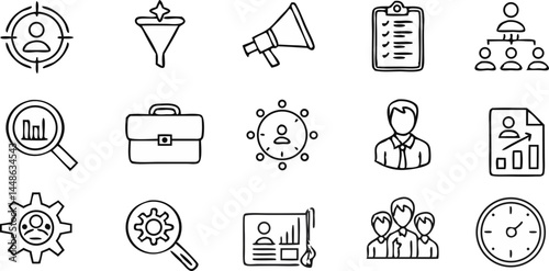 Employee recruitment and head hunting editable stroke outline icon isolated on white background flat vector illustration. Pixel perfect. 64 x 64.
