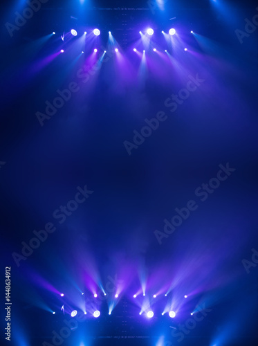 stage light with colored spotlights and smoke, concert and theatre scene 