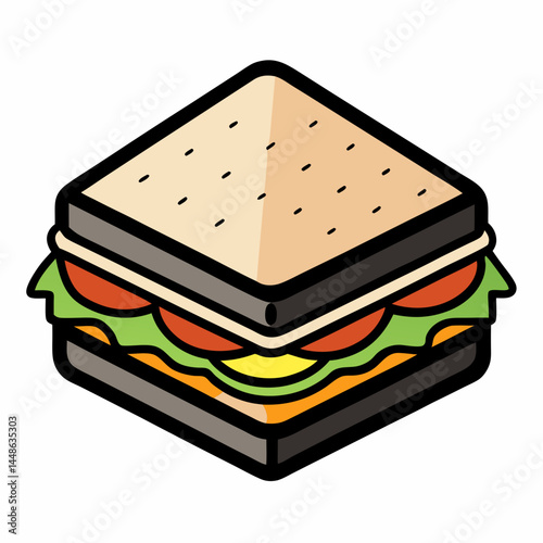 Sandwich Vector Illustration for Fast Food and Snack Menu Design