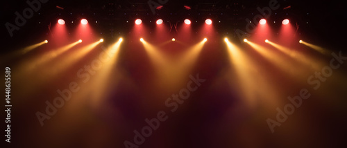 Obraz na plátne stage light with colored spotlights and smoke, concert and theatre scene