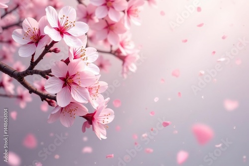 Wallpaper Mural White and pink sakura, scattered petals, soft light, subtle repeating pattern , spring, white petals, modern Torontodigital.ca