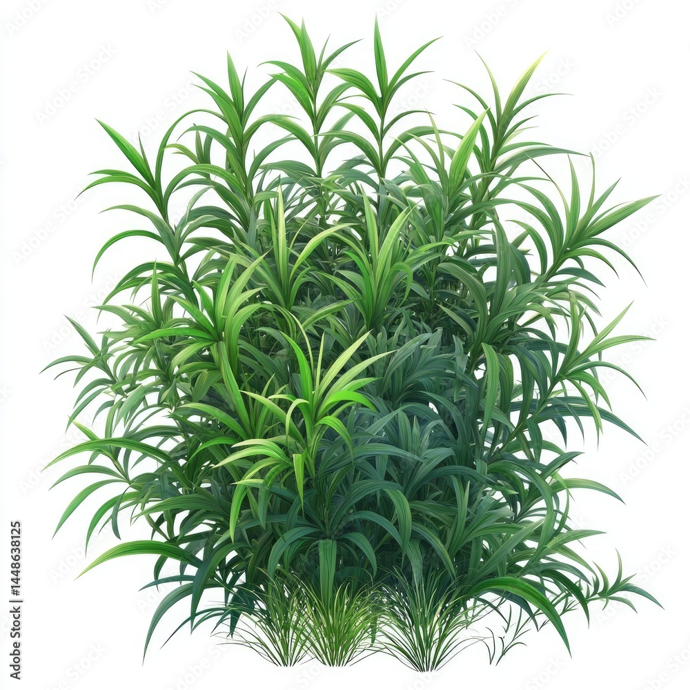 Fototapeta premium Lush Green Tropical Foliage: A Vibrant 3D Render of Dense, Detailed Greenery Perfect for Landscaping Designs and Digital Art Projects
