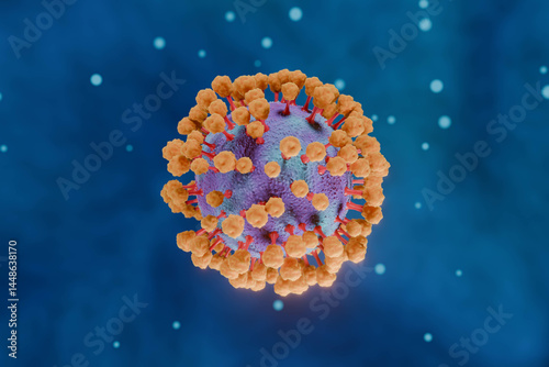 Coronavirus Ingredients spikes under the microscope concept.  3d render