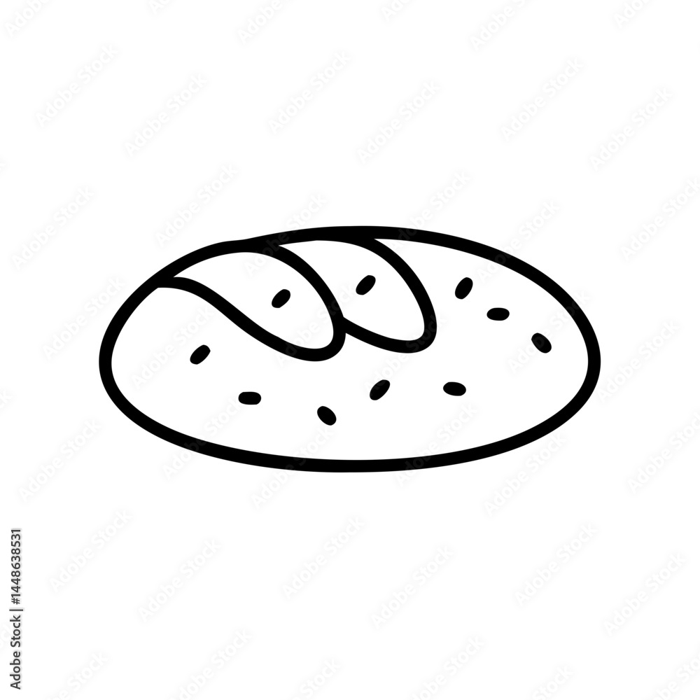 Loaf of bread line icon in black on white background Loaf of bread line icon in black on white background