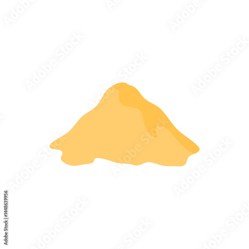 Pile of sand illustration. Heap of sand mound, desert or beach dune cartoon style. Construction material.