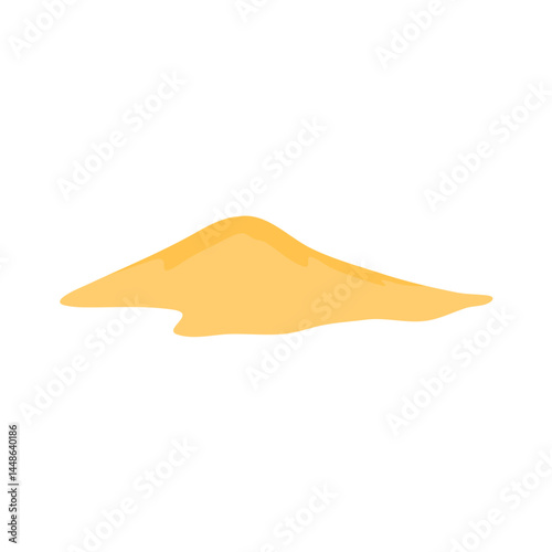 Pile of sand illustration. Heap of sand mound, desert or beach dune cartoon style. Construction material.