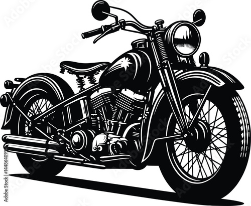 Motorbike Vector Silhouette, Classic Motorcycle Illustration, Retro Bike Design for T-Shirts, Vintage Motorbike Artwork, Cool Two-Wheeler Clipart, Biker Cricut File, Road Rider Graphic for Print Use